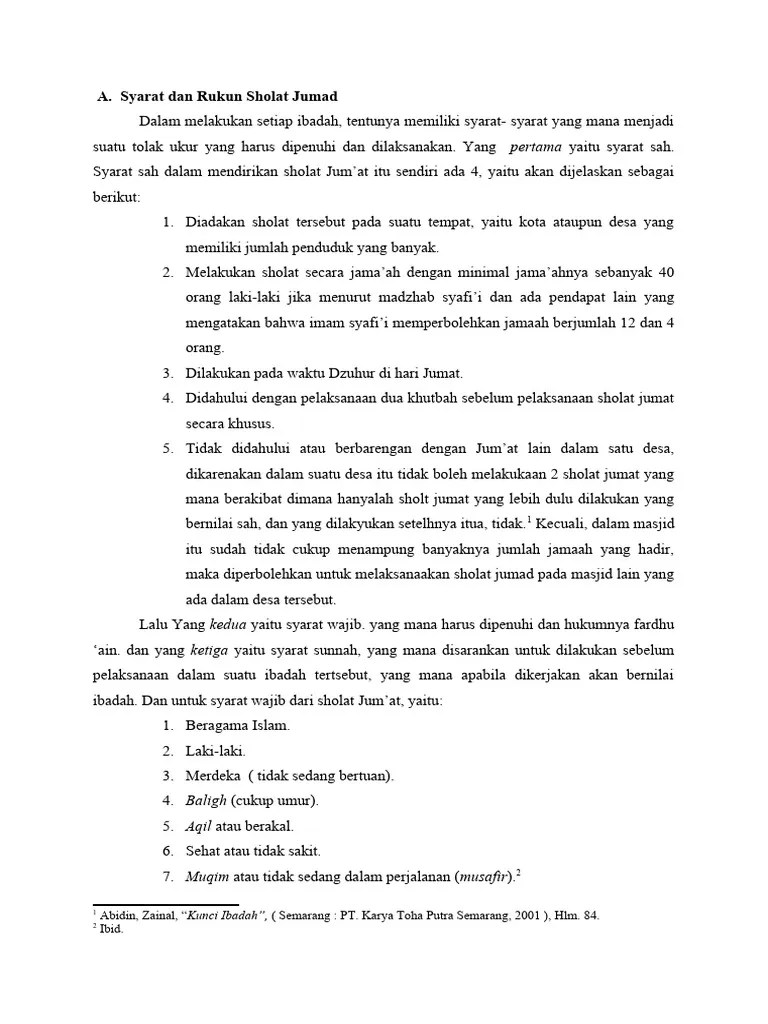 Syarat, Rukun Sholat Jumat, Dan Sunnahnya | PDF