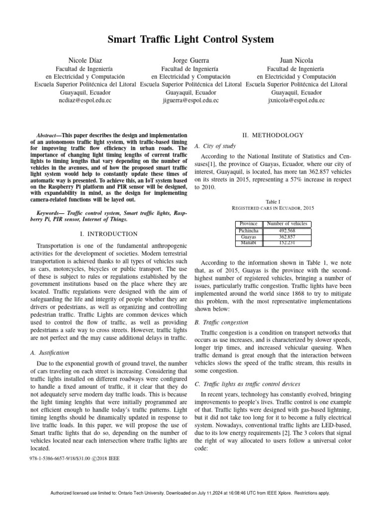 Smart Traffic Light Control System | PDF | Traffic | Traffic Light