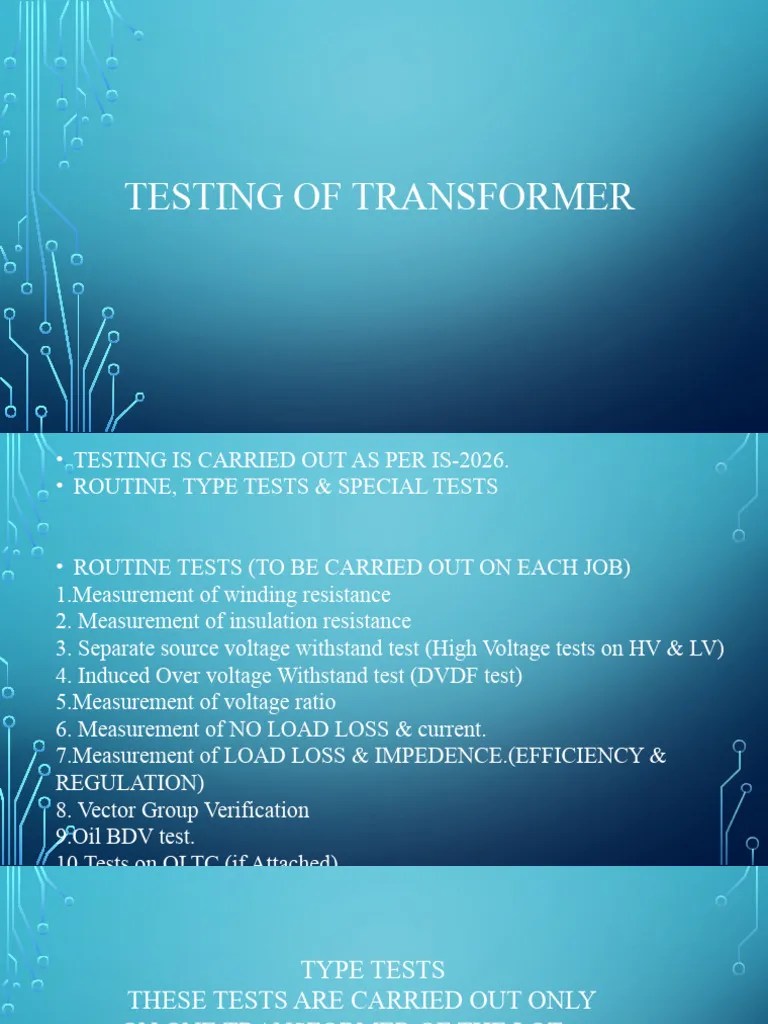 Testing Of Transformer | PDF | Transformer | Voltage