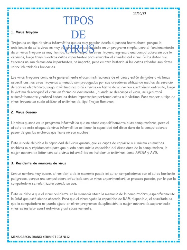 10 Tipos De Virus | PDF | Virus De Computadora | Archivo De Computadora