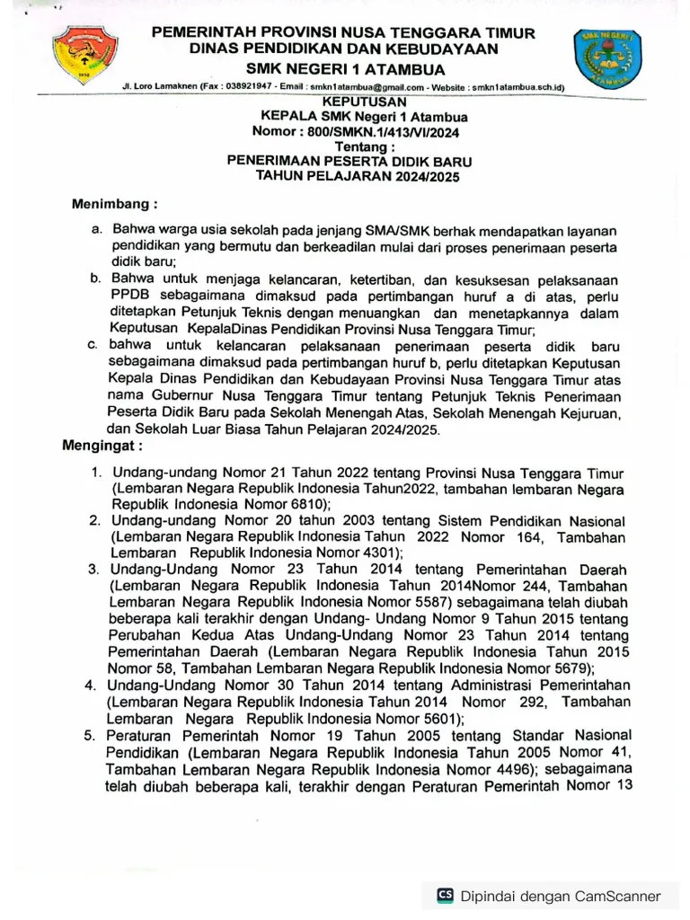 Sk Ppdb & Mpls Tahun Ajaran 2024-2025 | PDF