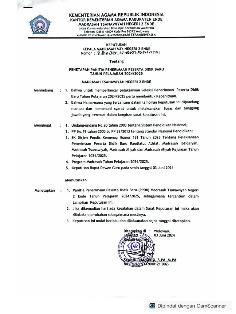 SK Panitia PPDB 2024 - 2025 | PDF