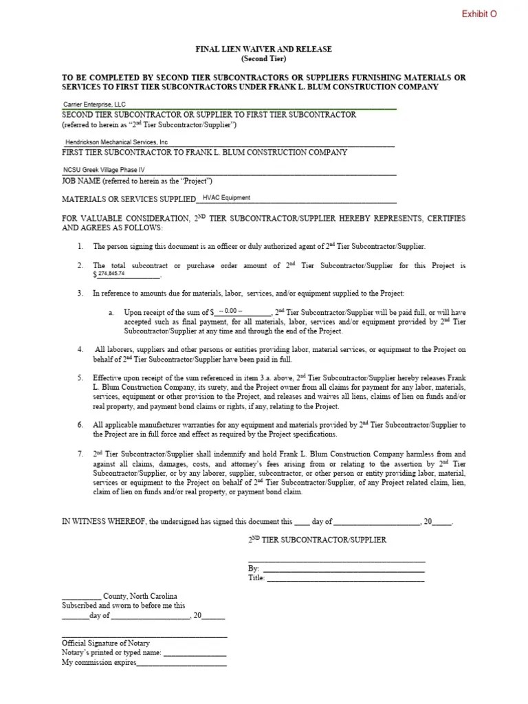 HMS - Carrier - Greek Village IV - Suppliers Final Lien Waiver And ...