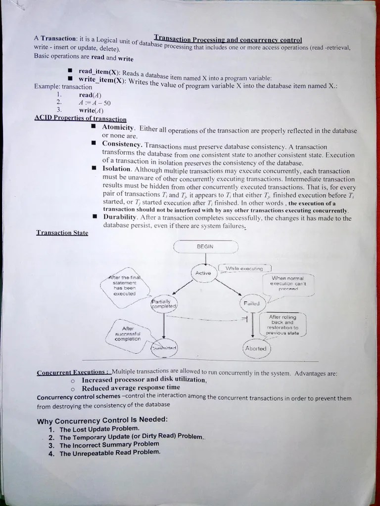 DBMS (Transaction Processing & Concurrency Control) | PDF