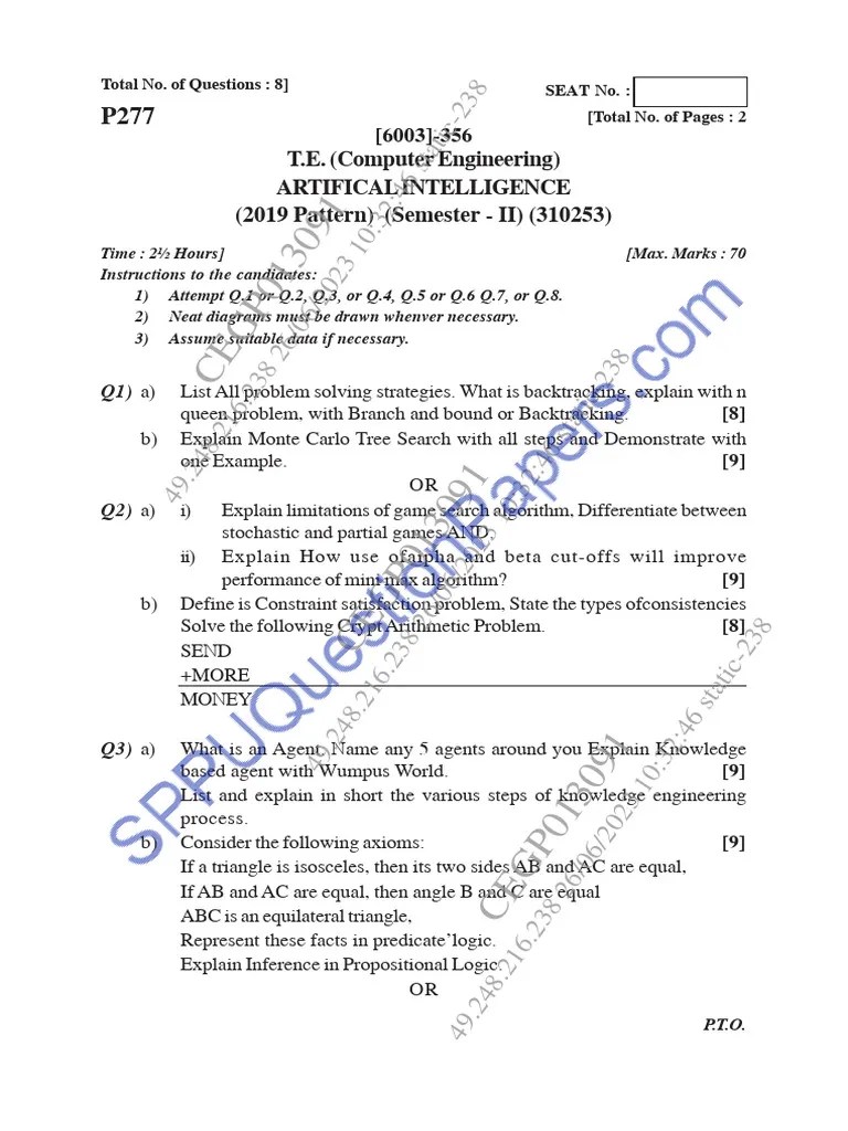 Be Computer Engineering Semester 6 2023 May Artificial Intelligence Ai ...