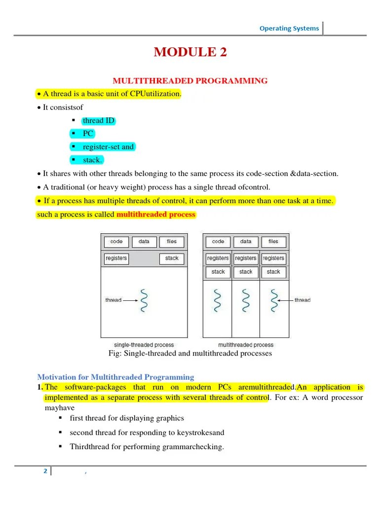 OS Module-2 (Highlighted) | PDF | Thread (Computing) | Scheduling ...