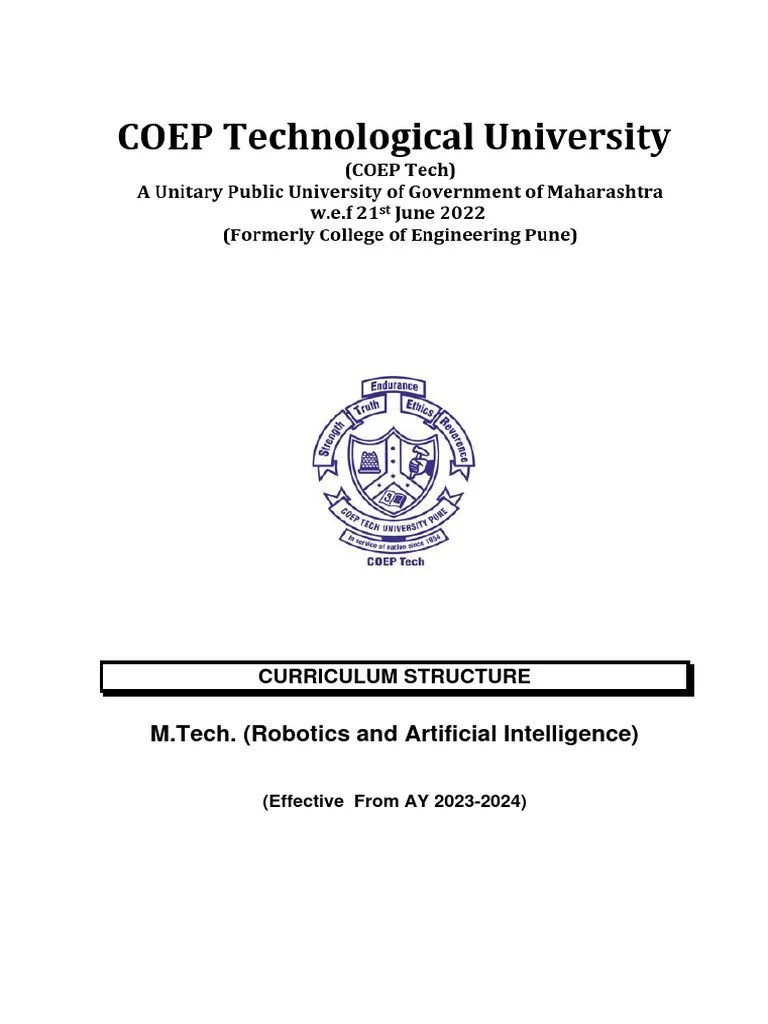 8 Syllabus MTech-Robotics And Artificial Intelligence August 2023 | PDF ...