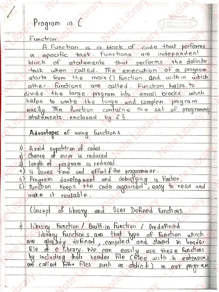 Class 12 C Programming Notes | PDF