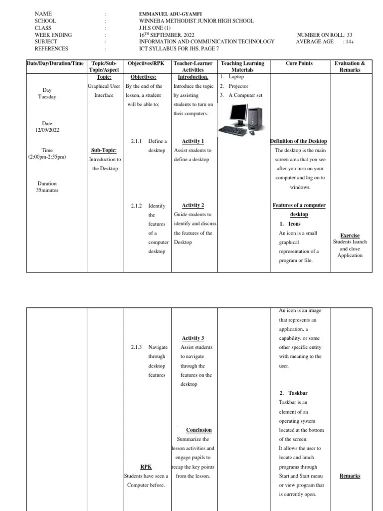 Lesson Plan - Graphical User Interface - 200011981 | PDF | Icon ...