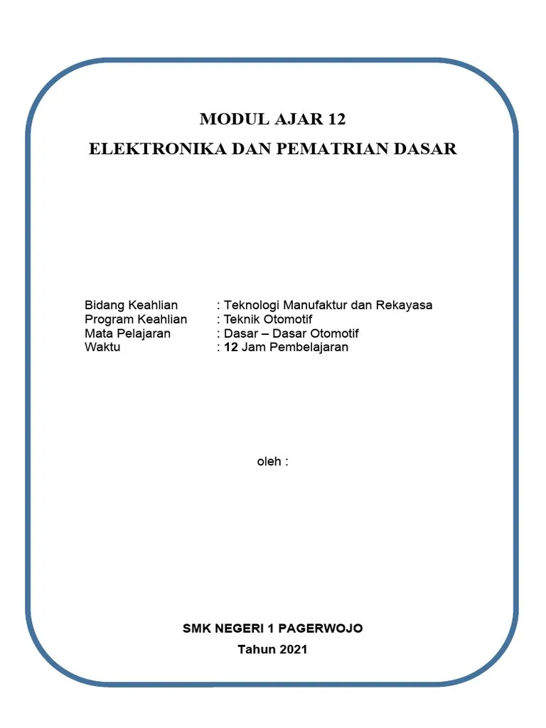 Modul Ajar 12. Elemen 9 Dasar Otomotif | PDF