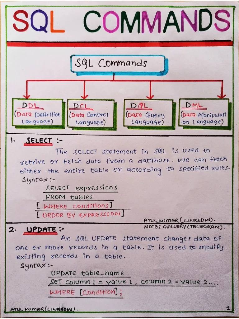 SQL Commands PDF | PDF