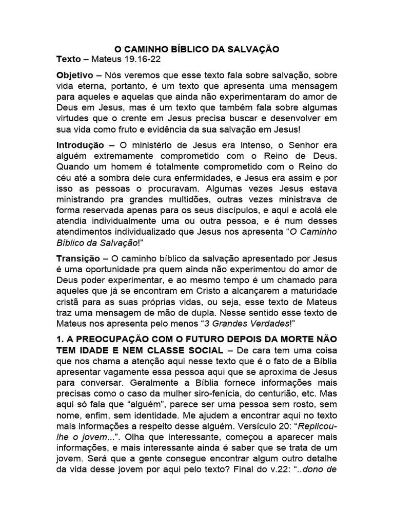 O CAMINHO BÍBLICO DA SALVAÇÃO | Download Grátis PDF | Jesus | Salvação