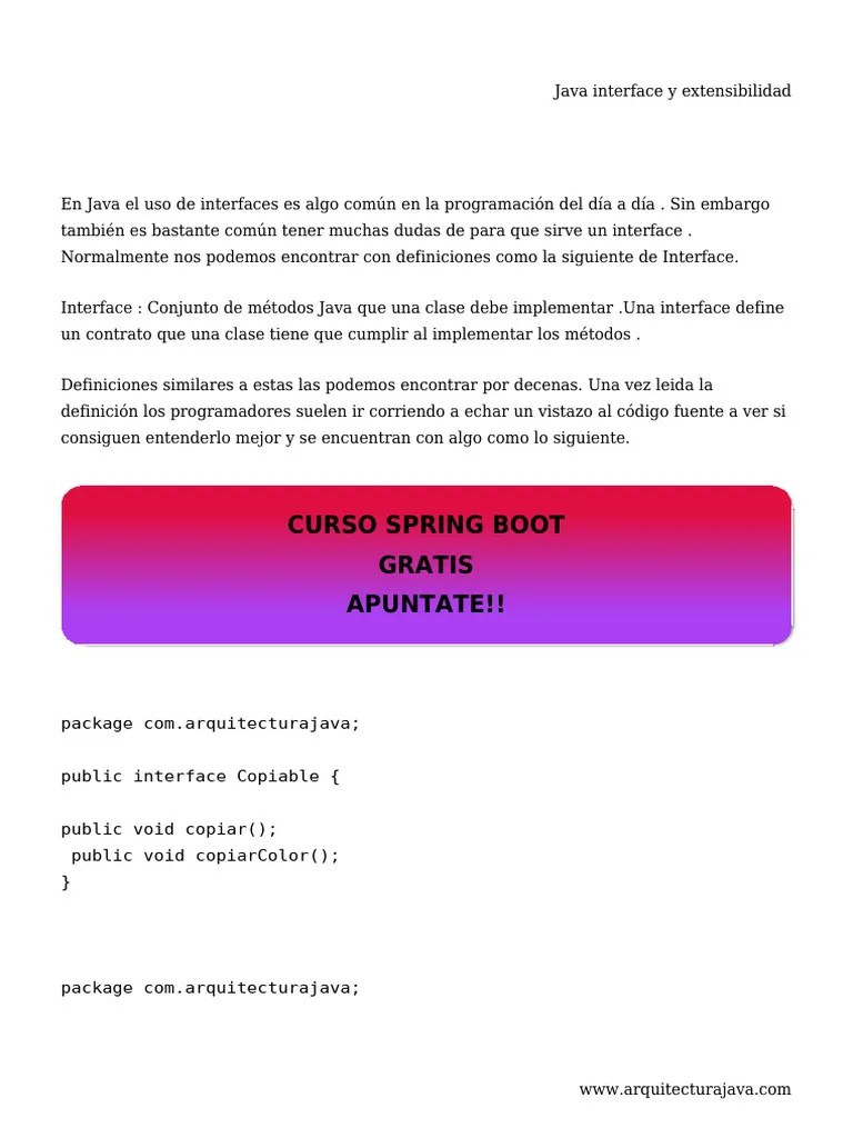 Java Interface Y Extensibilidad | PDF | Java (lenguaje De Programación) | Ingeniería Informática