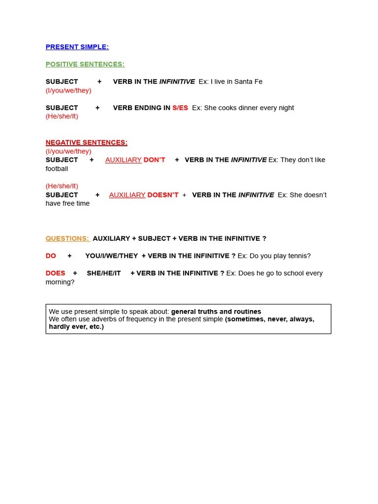 Present Simple | PDF | Language Arts & Discipline