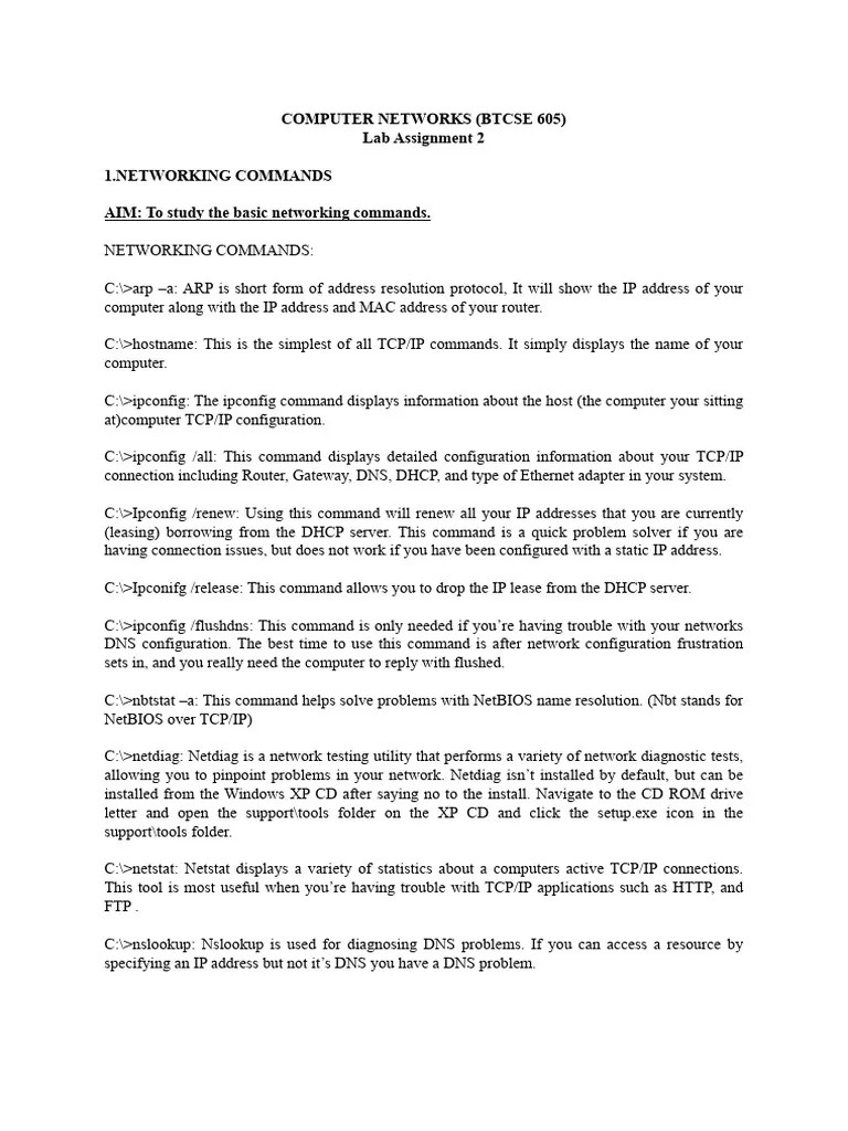 Networking Commands | PDF | Ip Address | Computer Network