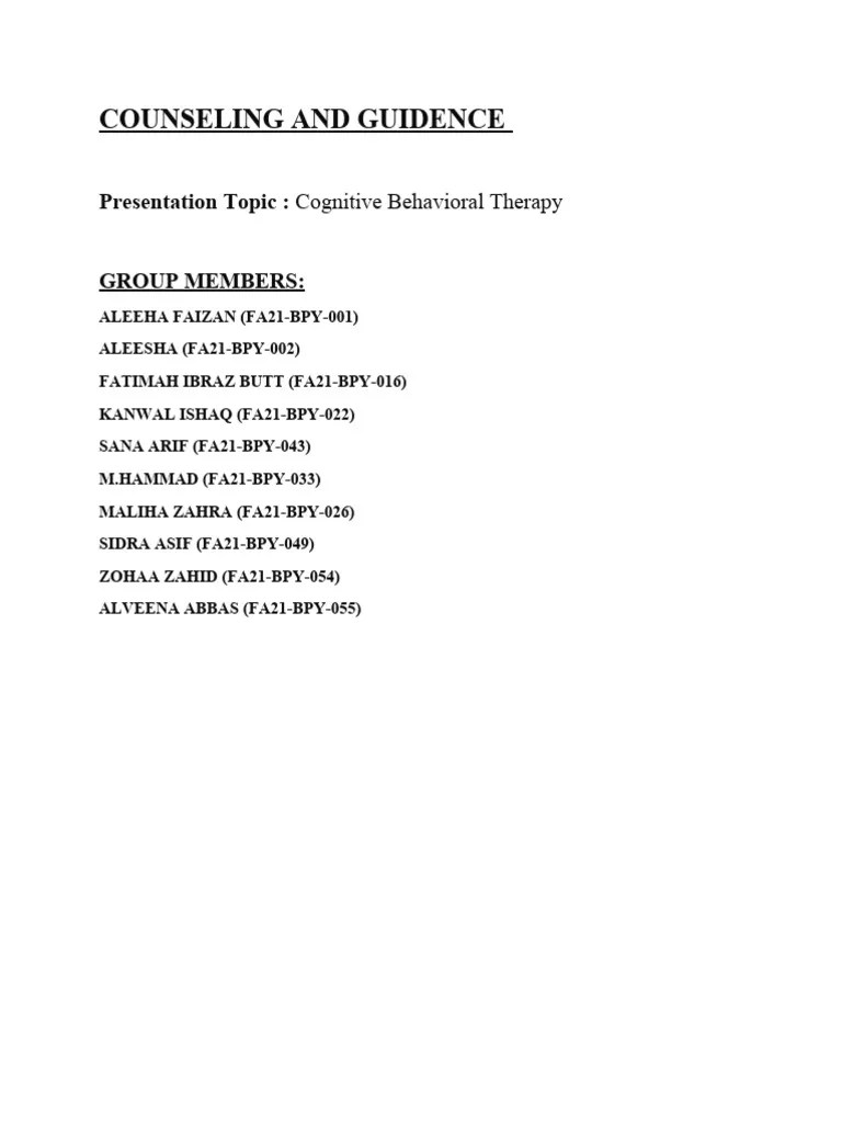 COGNITIVE BEHAVIORAL THERAPY | Download Free PDF | Cognitive Behavioral Therapy | Psychotherapy