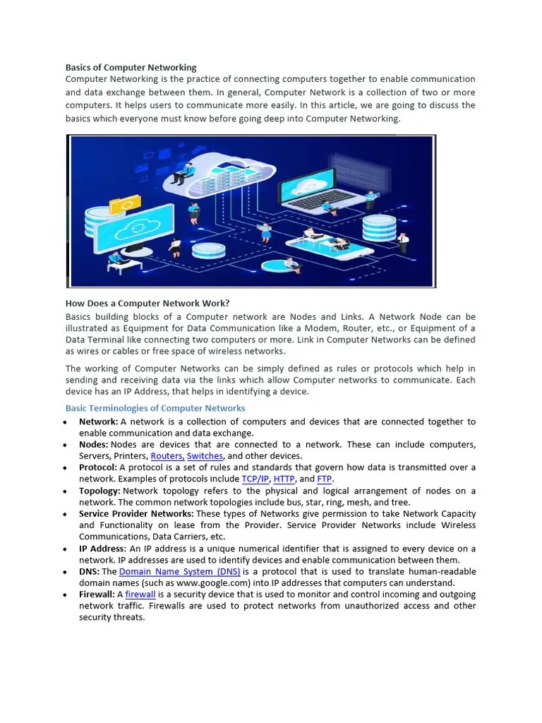 Basics Of Computer Networking | PDF | Computer Network | Network Topology
