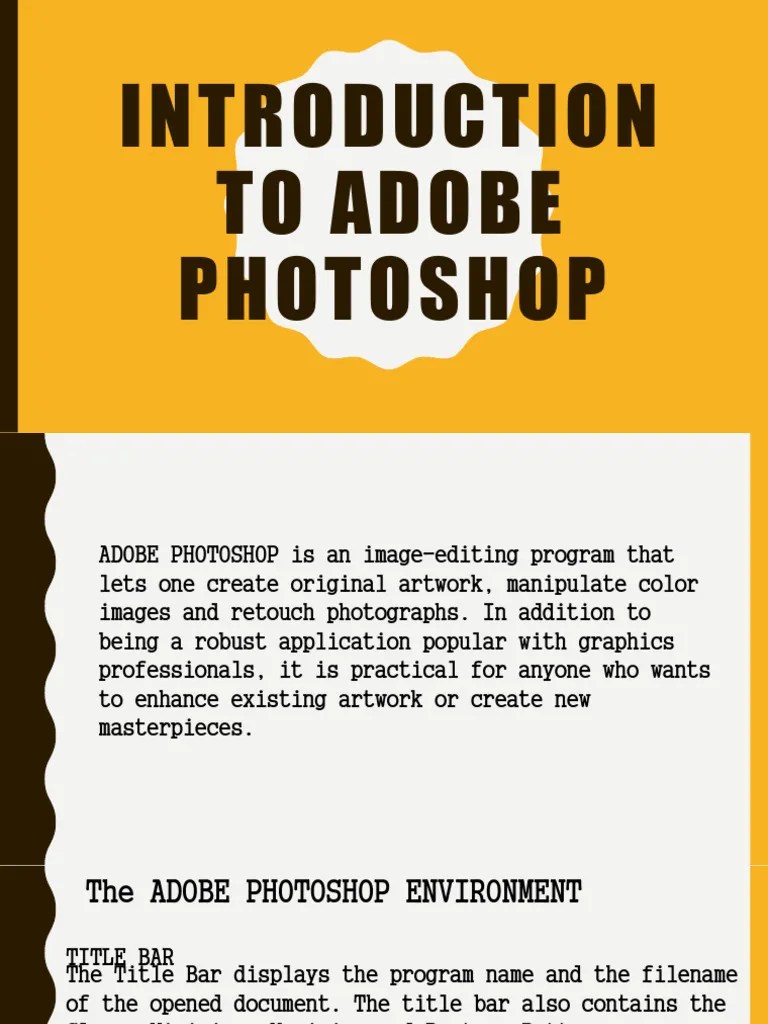 Introduction To Adobe Photoshop | PDF | Adobe Photoshop | Window (Computing)