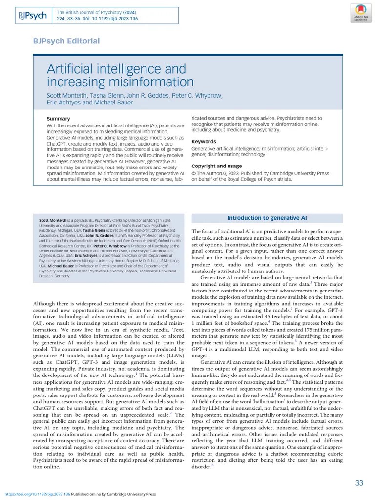 Artificial Intelligence And Increasing Misinformation | PDF ...