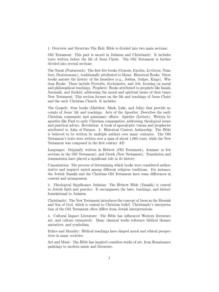 Overview And Structure | PDF | Bible | Old Testament