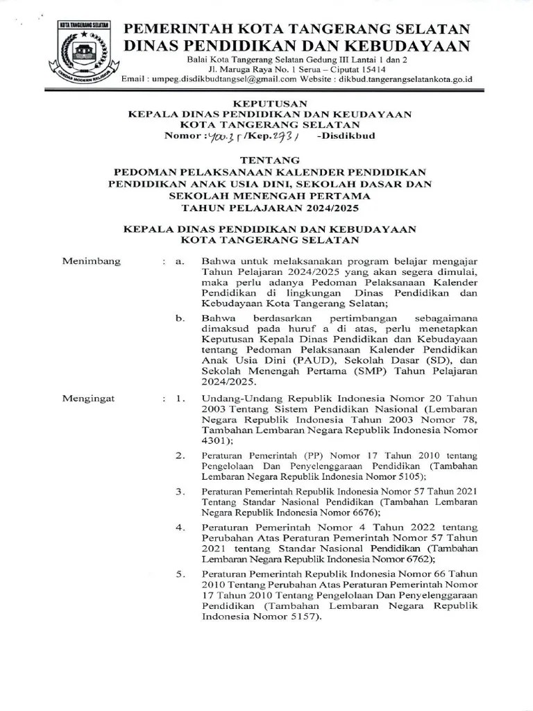 Kalender Pendidikan TP 2024 - 2025 | PDF