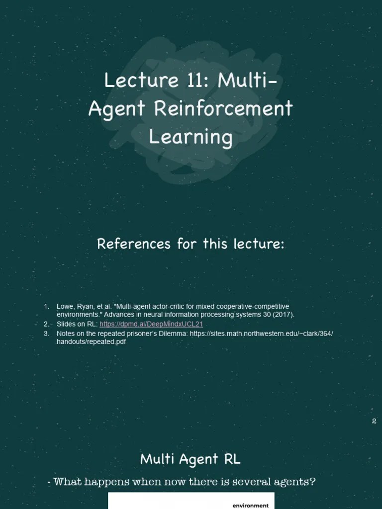 Lecture 11 - Multi Agent RL | PDF | Chemical Equilibrium | Game Theory