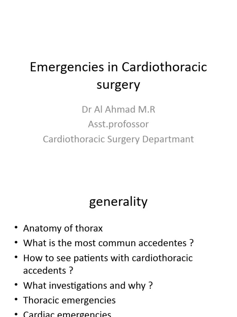 Emergancies In Cardiothoracic Surgery | PDF | Heart | Thorax