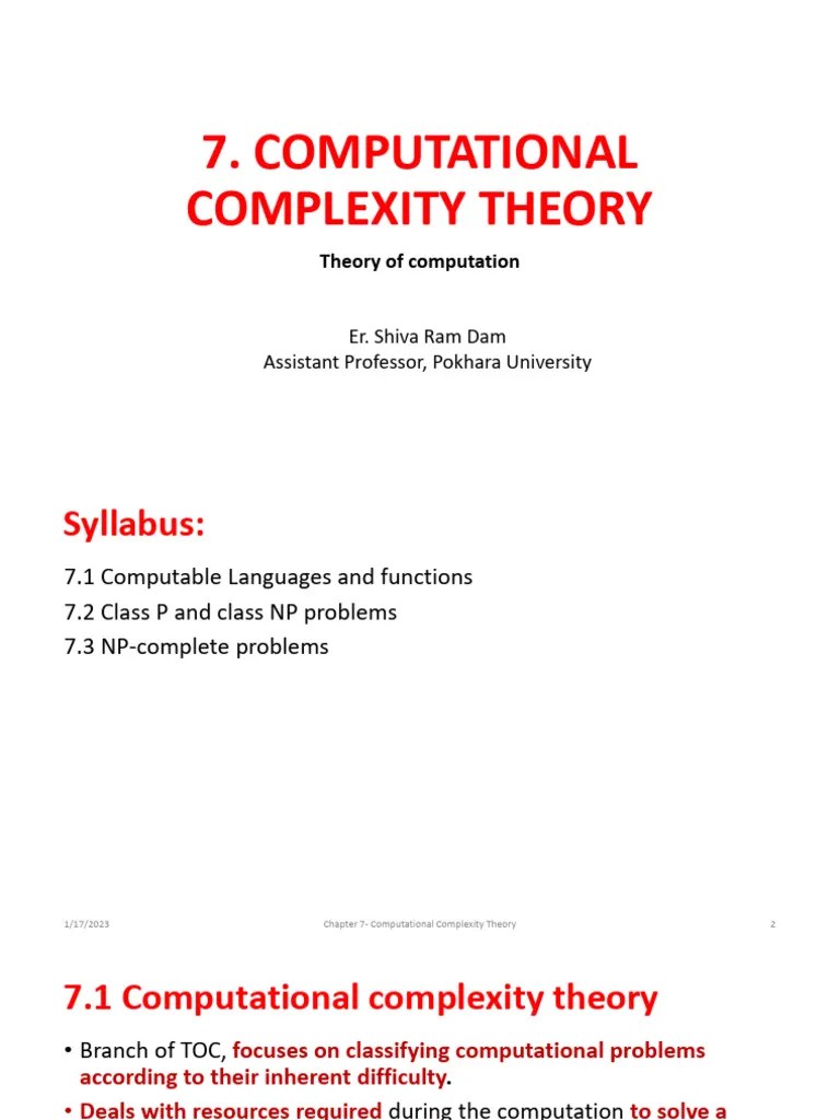 Slide - Computational Complexity Theory 2.0 | PDF | Computational ...