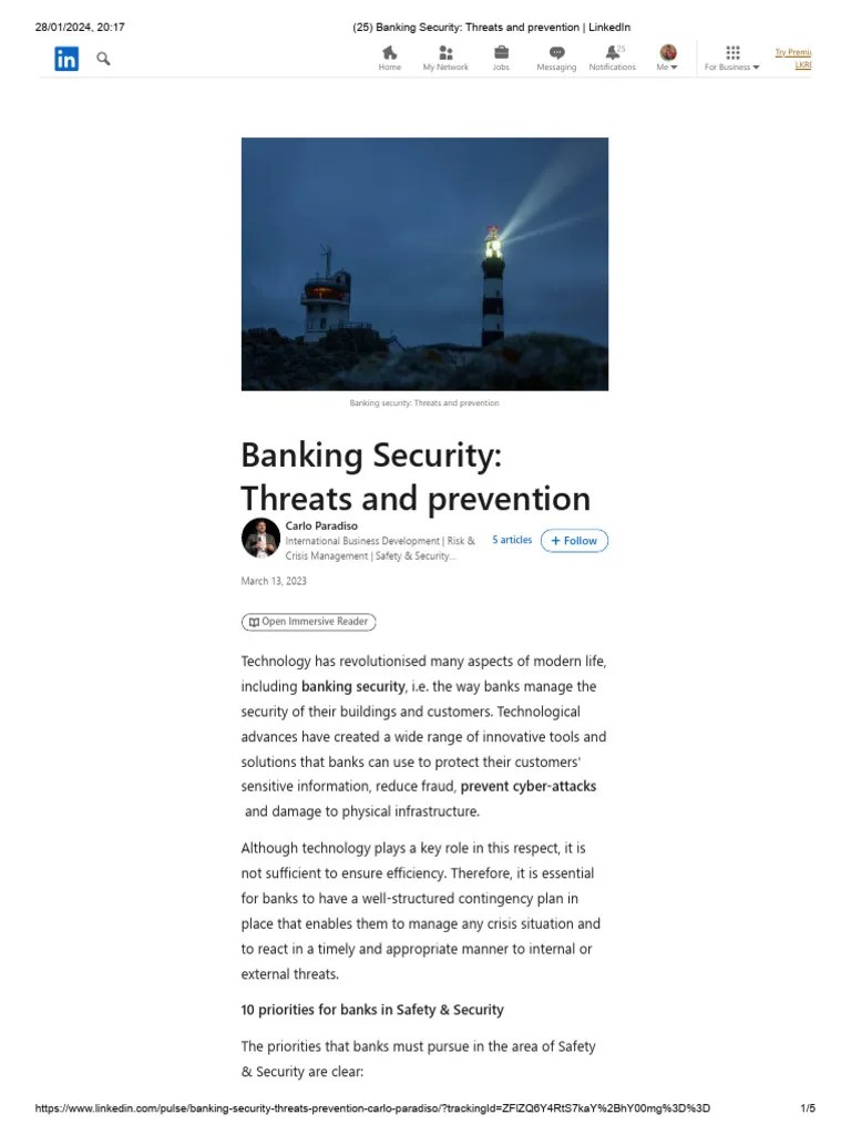 Banking Security - Threats And Prevention - LinkedIn | PDF | Security ...