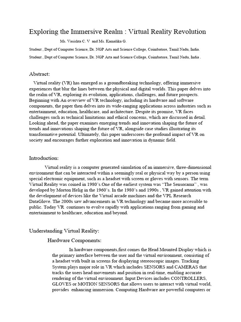 Exploring The Immersive Realm | PDF | Virtual Reality | Design