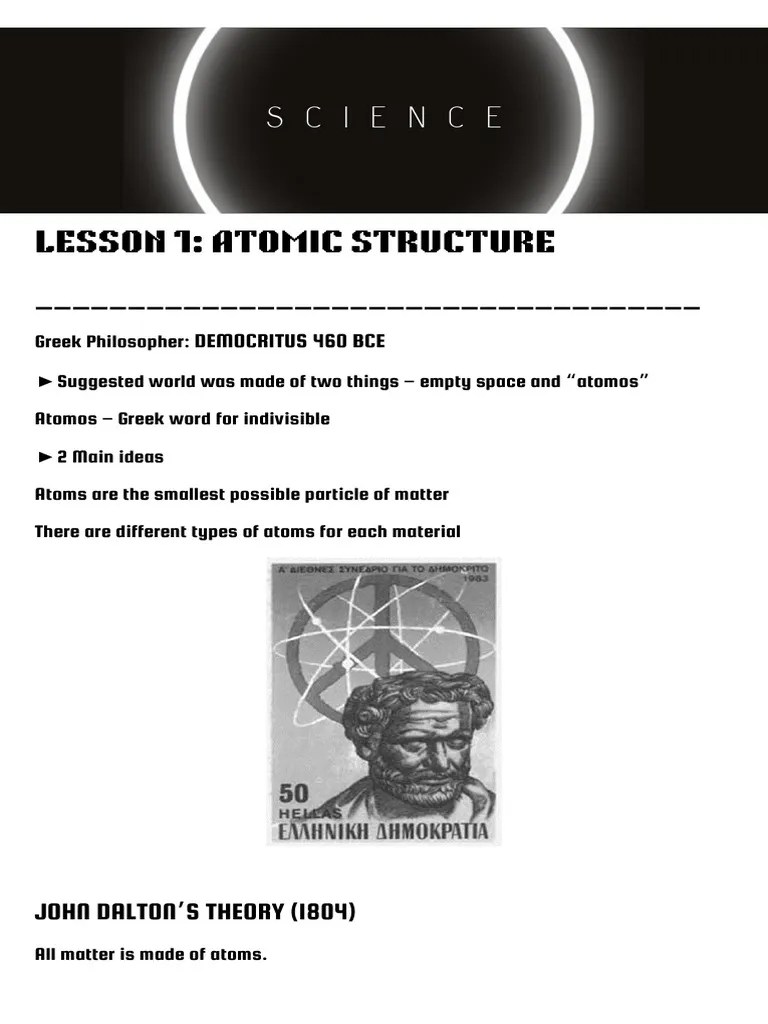 Lesson 1 Atom Structure | PDF | Atoms | Ion
