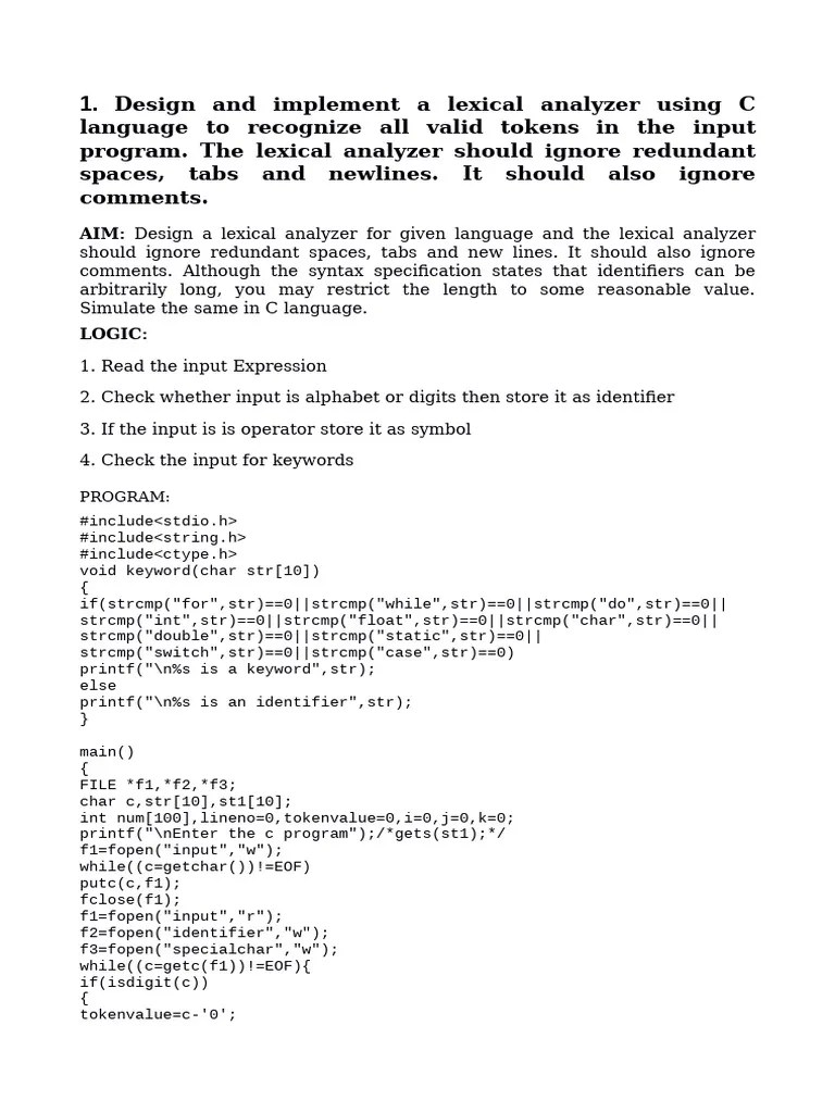 Compilerdesignlab Mannual | PDF | Parsing | Computer Program