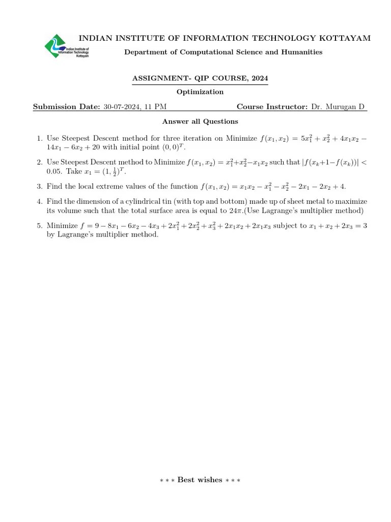 Assignment (Optimization) | PDF