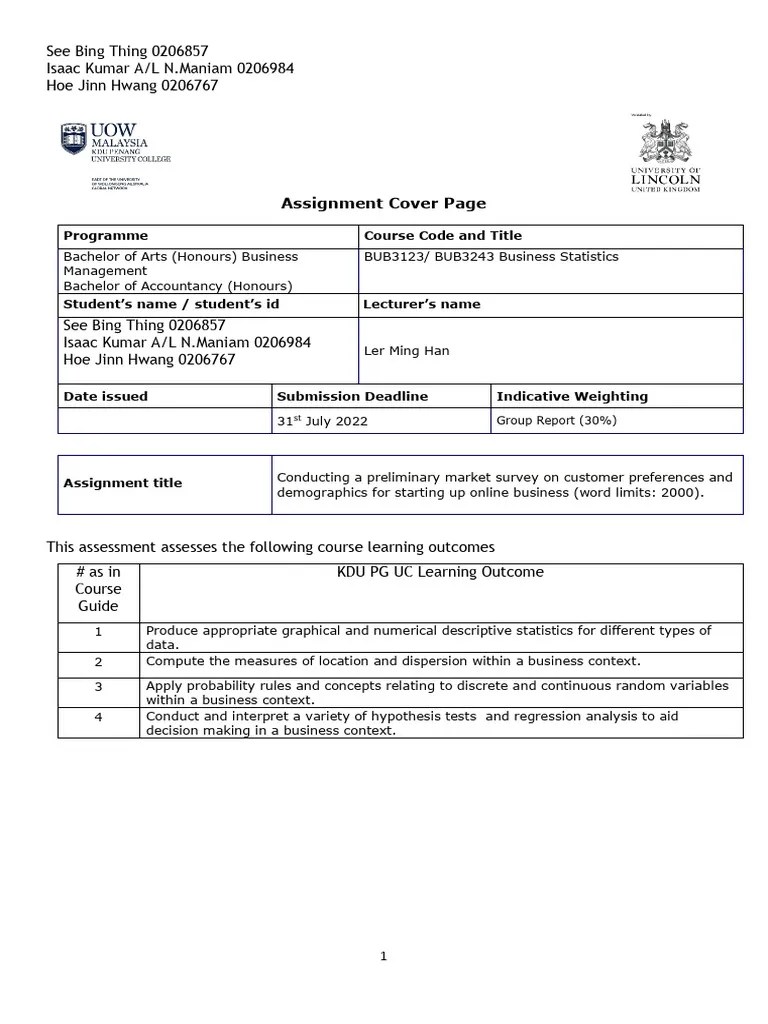 Business Statistic Assignment | PDF | Statistics | Social Media