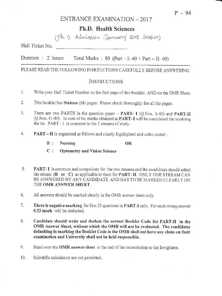 PH.D - Health Sciences - 2017 (2018 Session) | PDF | Medical Specialties
