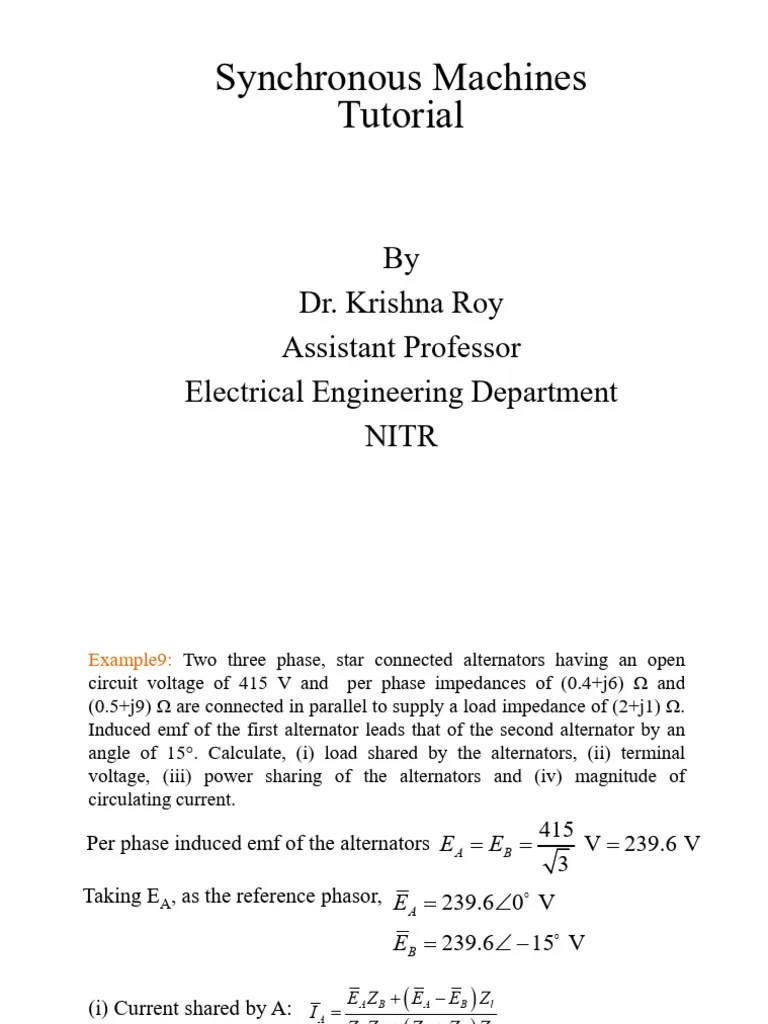 Synchronous Machines - Tutorial - 31.03.2024 | PDF | Electrical ...