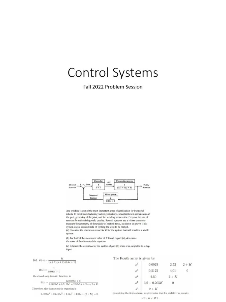 Control Systems Problem Session-I | PDF