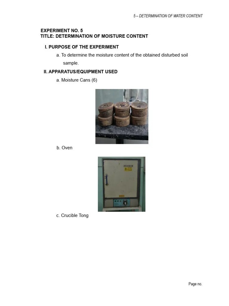 5 Determination Of Moisture Content | PDF | Soil | Horticulture