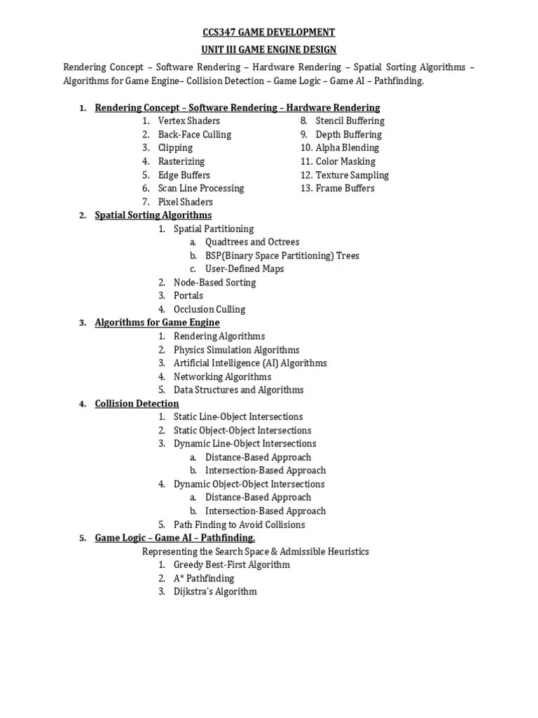 Ccs347 GD Unit 3 Notes | PDF | Shader | Rendering (Computer Graphics)