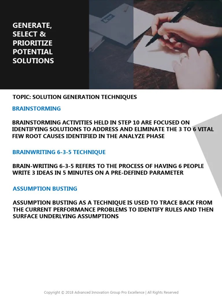 Solution Generation Techniques | PDF