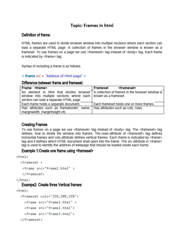 HTML Frames | PDF