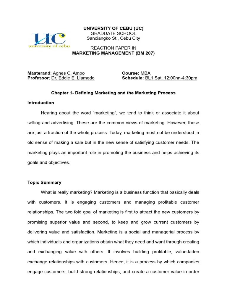 Chapter 1 | PDF | Marketing | Customer