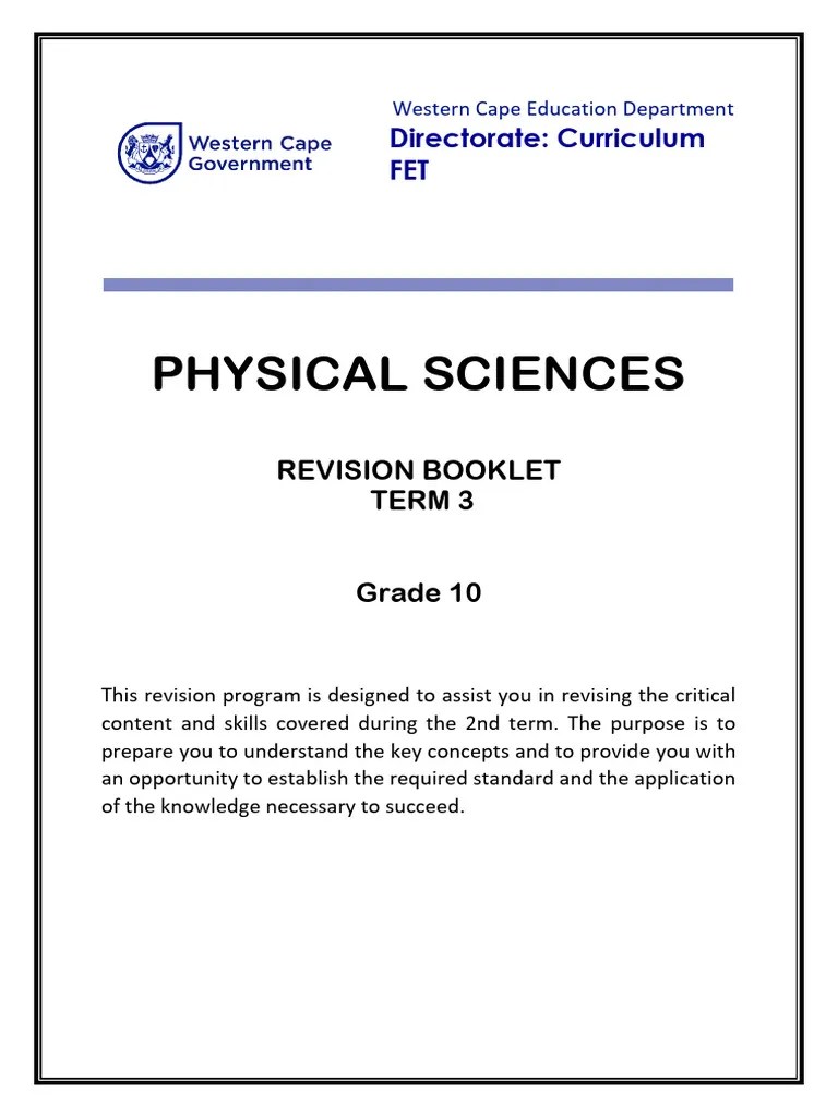 Physical Sciences Grade 10 Term 3 Revision (2) F | PDF | Euclidean ...