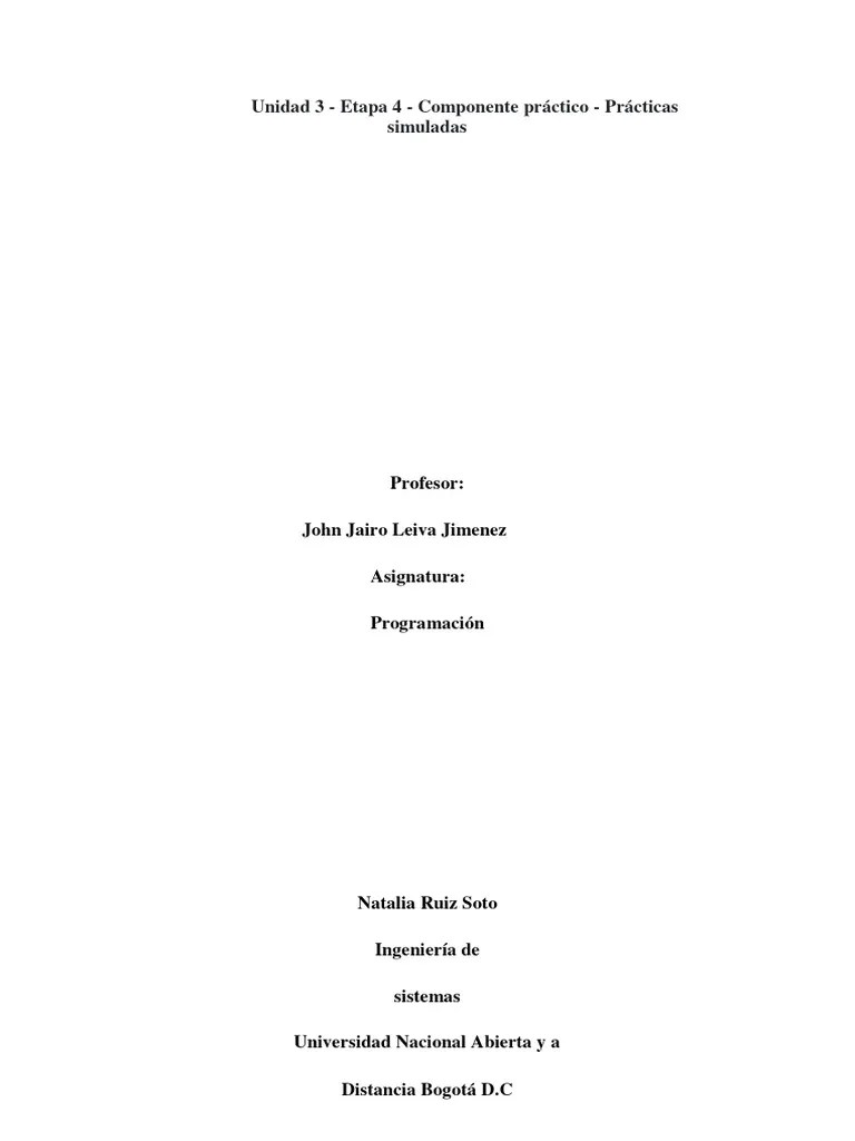 Unidad 3 - Etapa 4 - Componente Práctico - Prácticas Simuladas | PDF ...