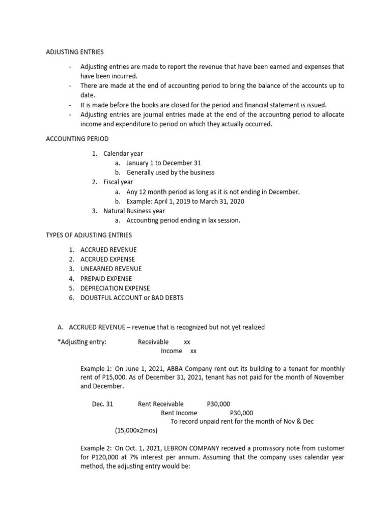 ADJUSTING-ENTRIES-101 | PDF | Depreciation | Bad Debt