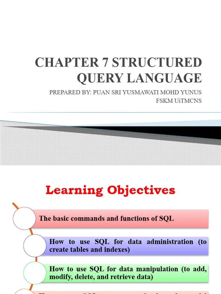 Chapter 7 - Structured Query Language | PDF | Relational Database ...