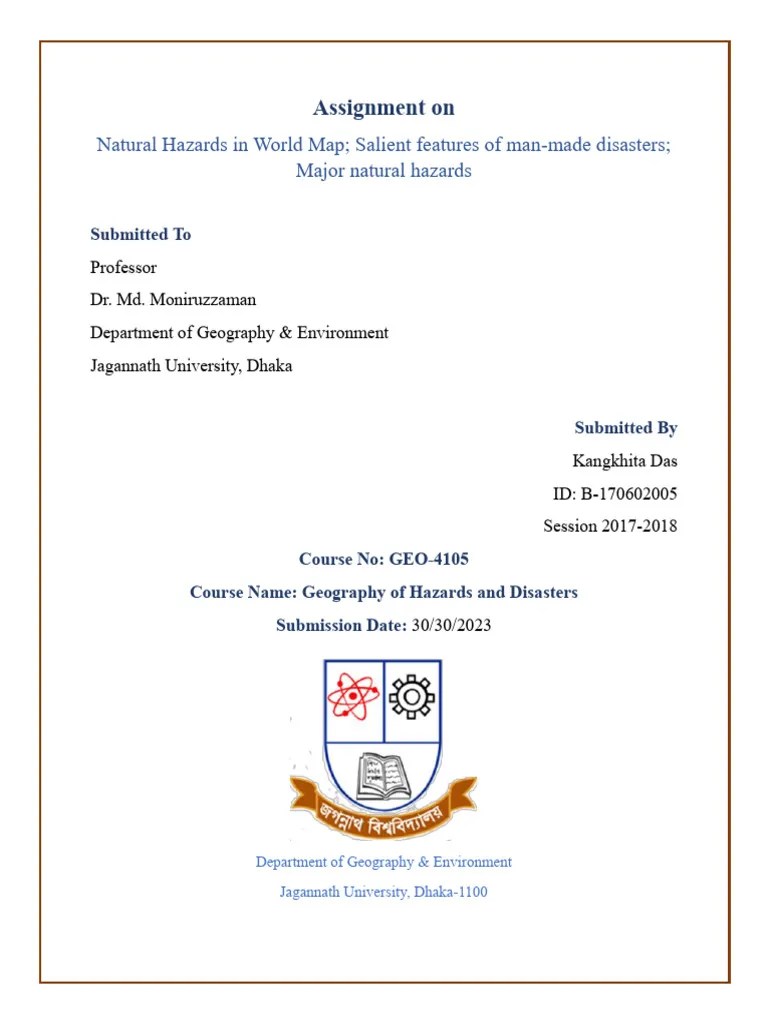 Assignment 1 | PDF | Natural Disasters | Hazards