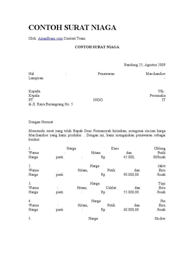 Kepada yth, pt bank cimb niaga tbk kantor cabang _____ permohonan referensi bank. Contoh Surat Niaga Pdf