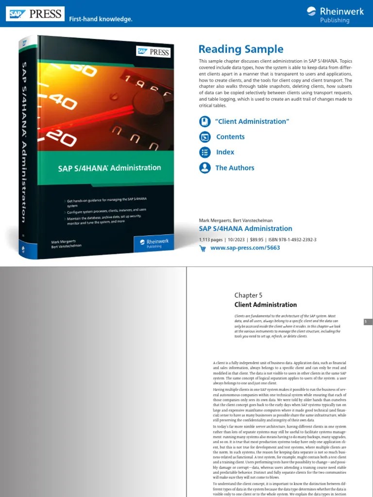 Reading Sample Sap Press Sap S4hana Administration | PDF | Databases ...