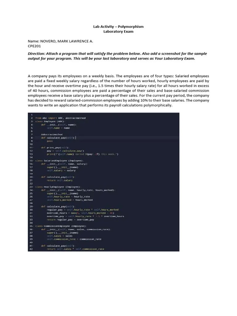 Polymorphism Lab Activity | PDF